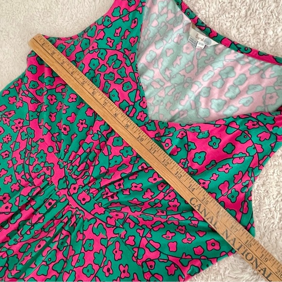 Boden Vibrant Pink & Green Floral Stretchy Maxi Dress Sz 14 Sleeveless Summer - Picture 5 of 13